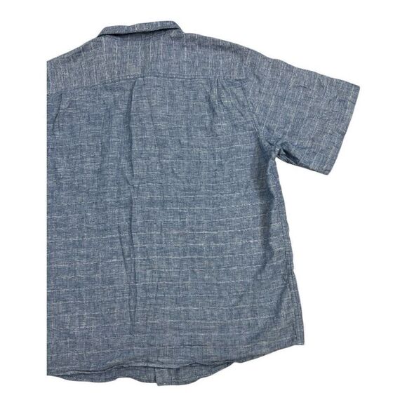 Weatherproof Vintage Men XXL Short Sleeve Washable Linen Cotto Button Shirt Blue - Picture 8 of 13